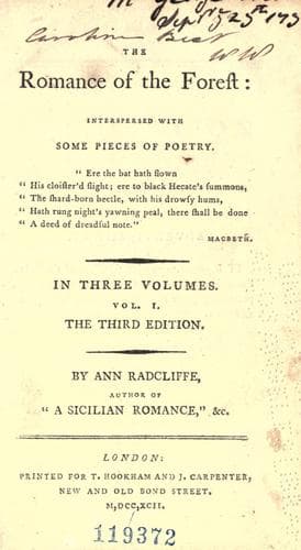 The Romance of the Forest by Ann Ward Radcliffe
