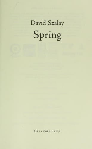 Spring by David Szalay